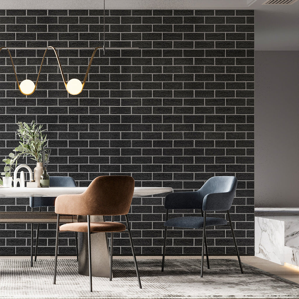 Панель стінова 700х700х5мм Чорна цегла з білим SW-00001503