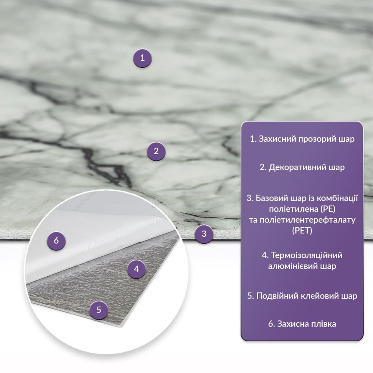 Самоклеюча стінова PET плитка у рулоні 600х3000х2мм SW-00001701