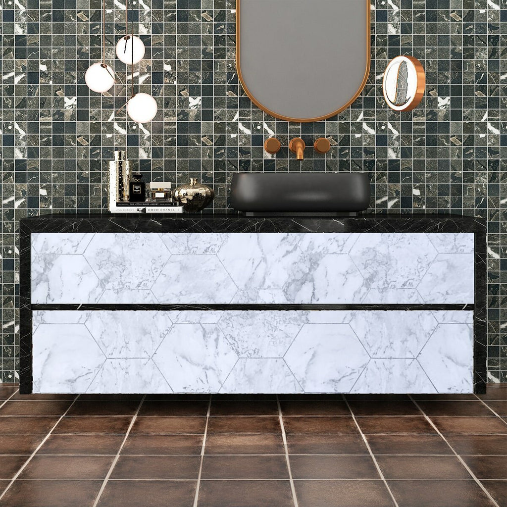 Самоклеюча плівка 0,45х10м х 0,07мм Сірий мармур срібні соти HO-00001213