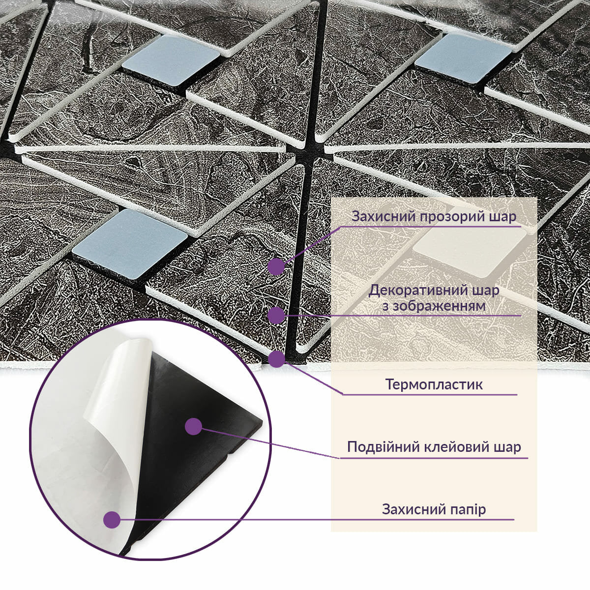Самоклеюча PET мозаїка 300х300х4мм SW-00002451