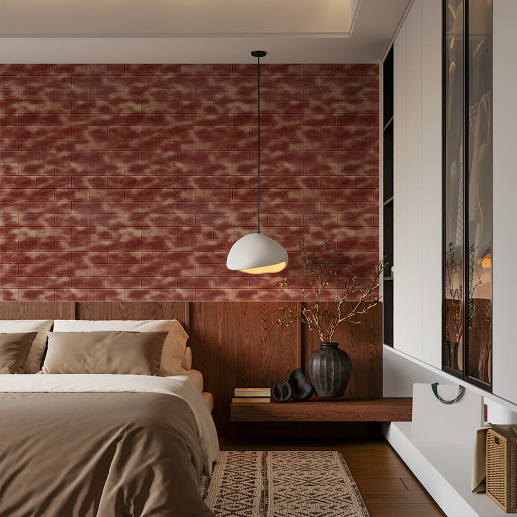 Декоративна 3D панель самоклейка 700х770х5мм Мармур коричневий з золотом (цегла) (361) HO-00000637