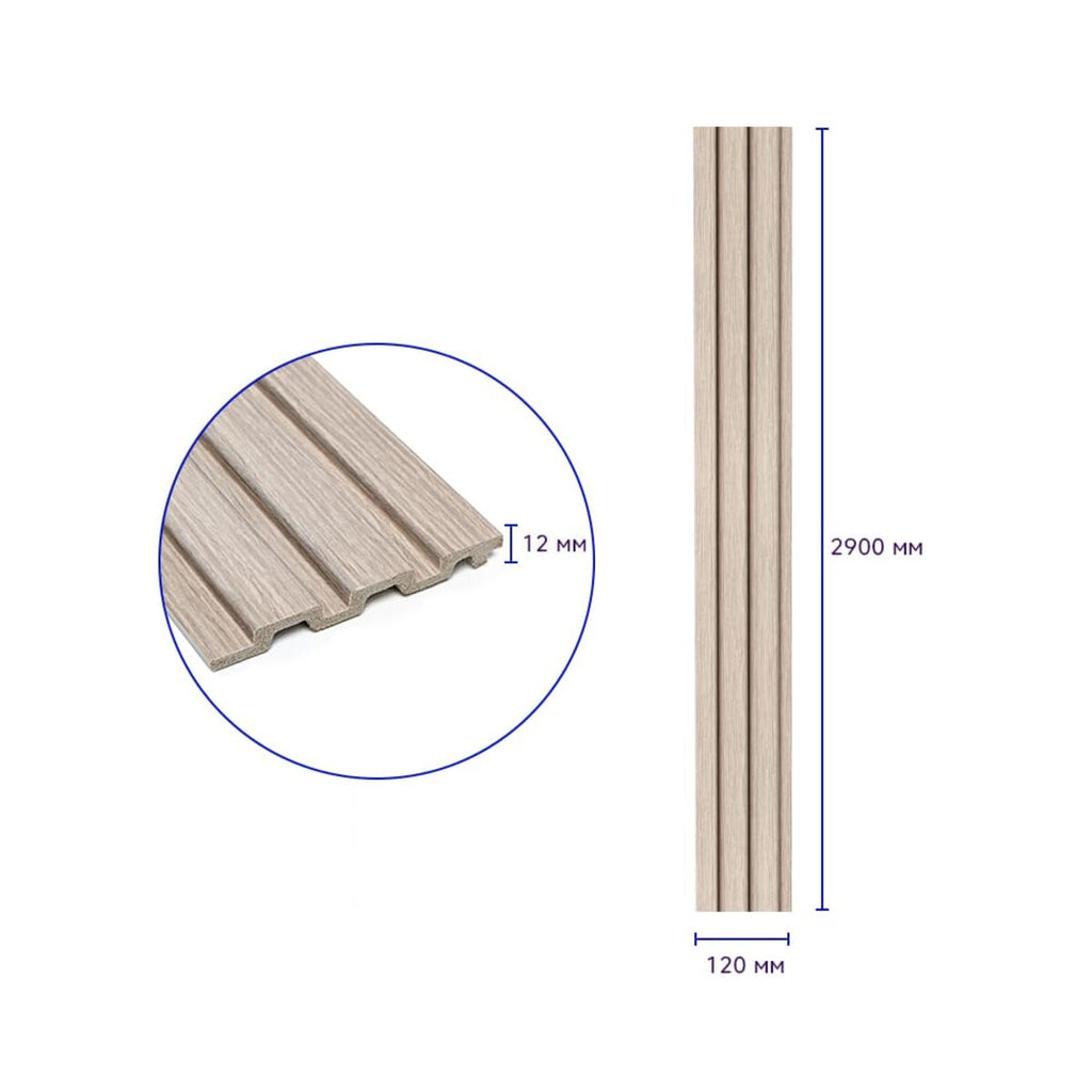 Рейка декоративна PS 2900х120х12мм Світлий дуб SW-00002129
