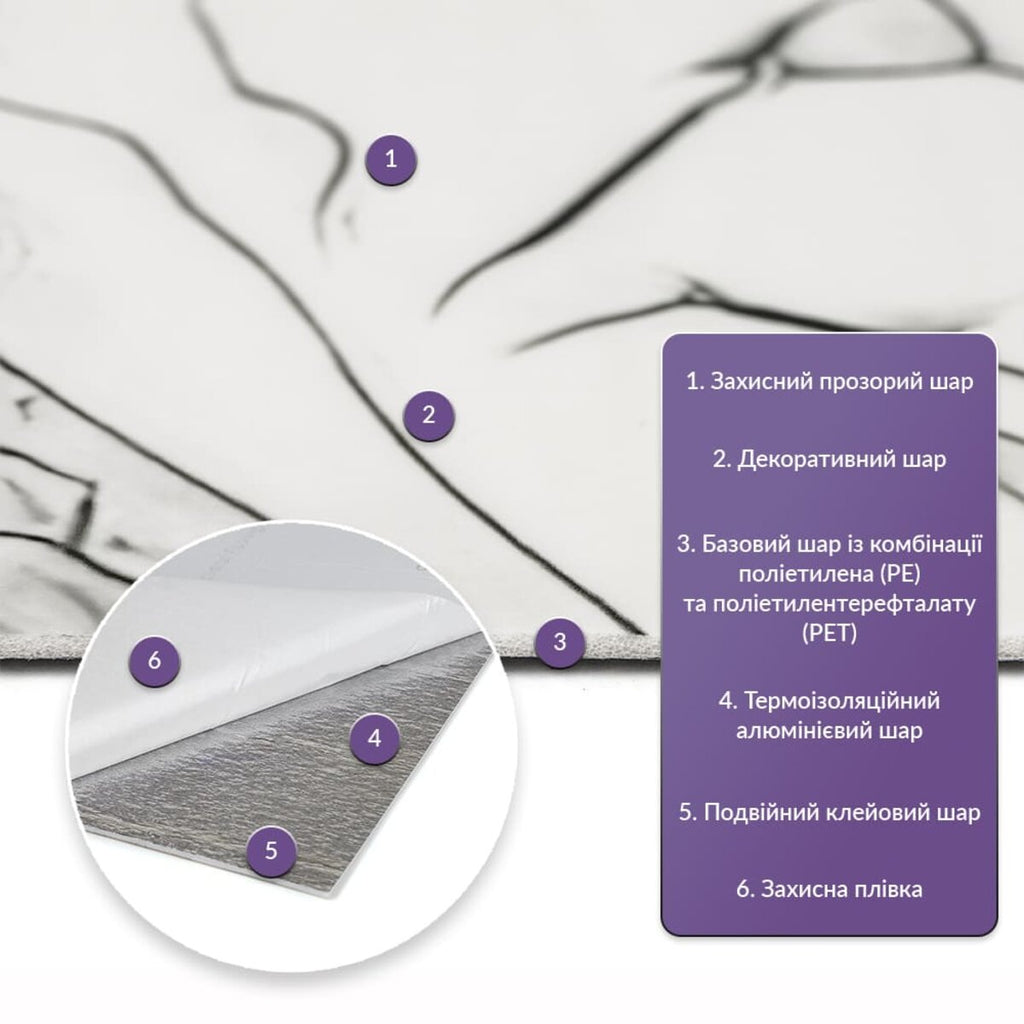 Самоклеюча стінова PET плитка в рулоні 1200х3000х2мм SW-00002665