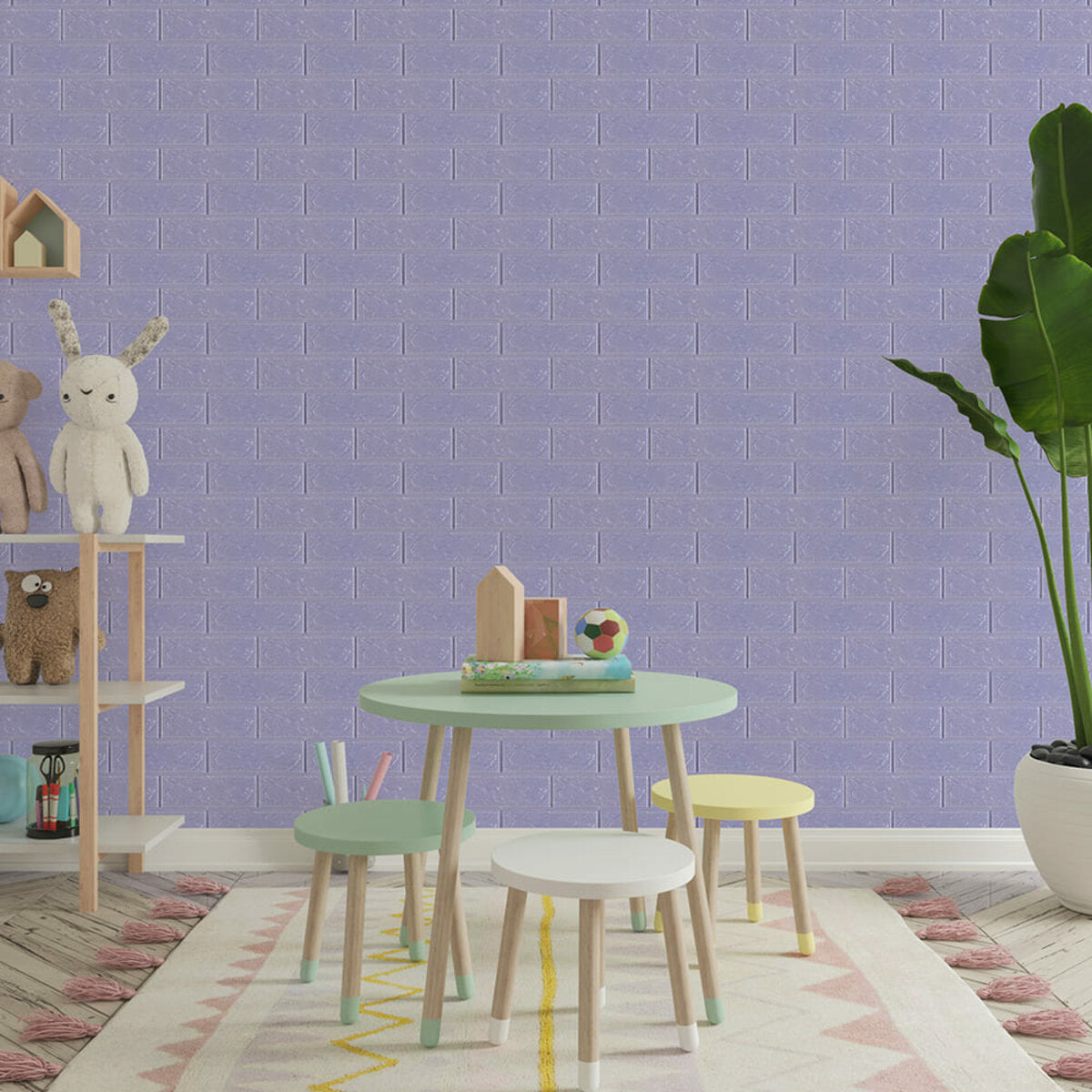 3D панель самоклеюча 700х770х3мм цегла Світло - фіолетова (015-3) SW-00000574