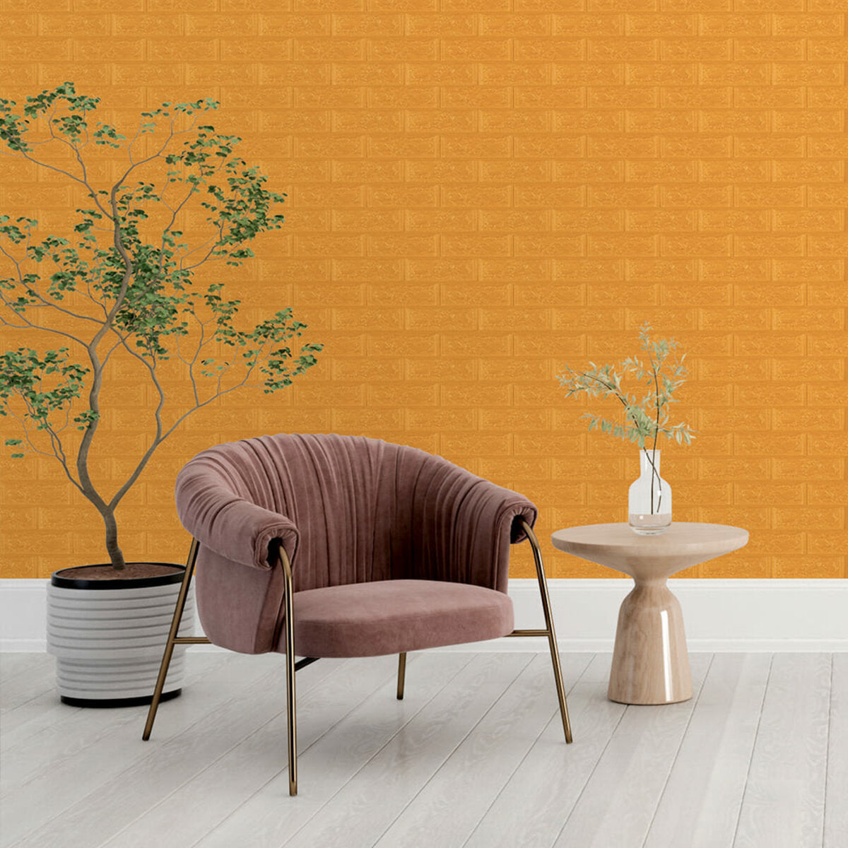 3D панель самоклеюча 700х770х5мм цегла Золото (011-5) HO-00000147