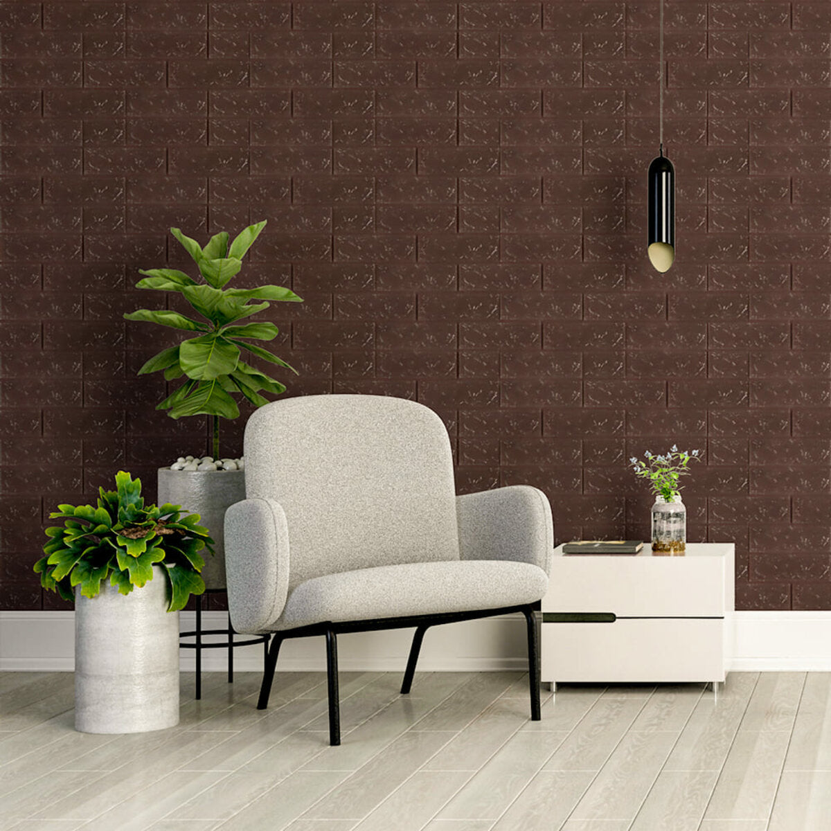 3D панель самоклеюча цегла Чорний шоколад 700х770х3мм (018-3) HO-00000543