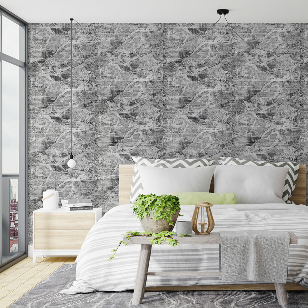 R061-2 Панель стінова у рулоні 3D 700мм*3.08м*2мм мармур чорний (D) HO-00002536