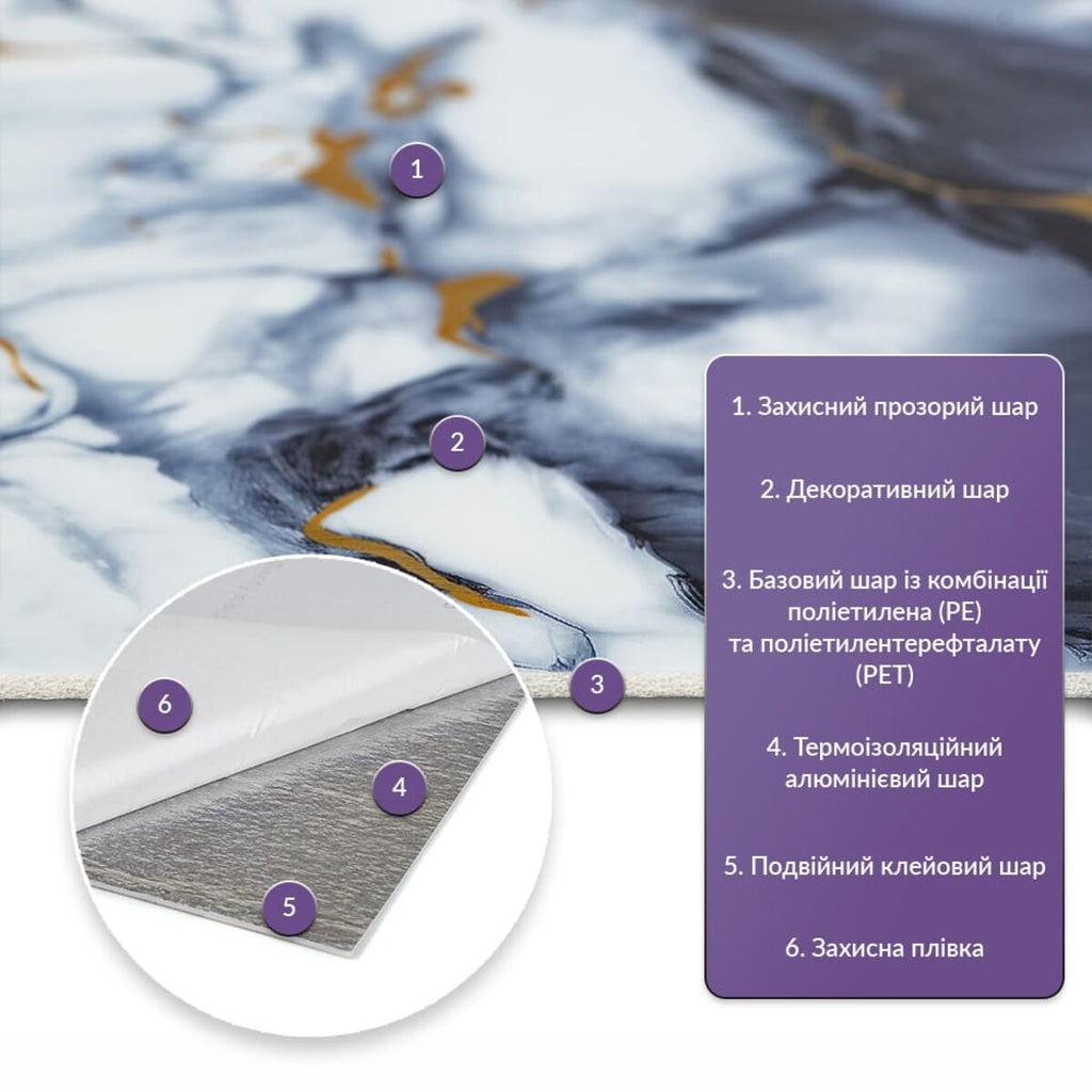 Самоклеюча стінова PET плитка в рулоні 1200х3000х2мм SW-00002666