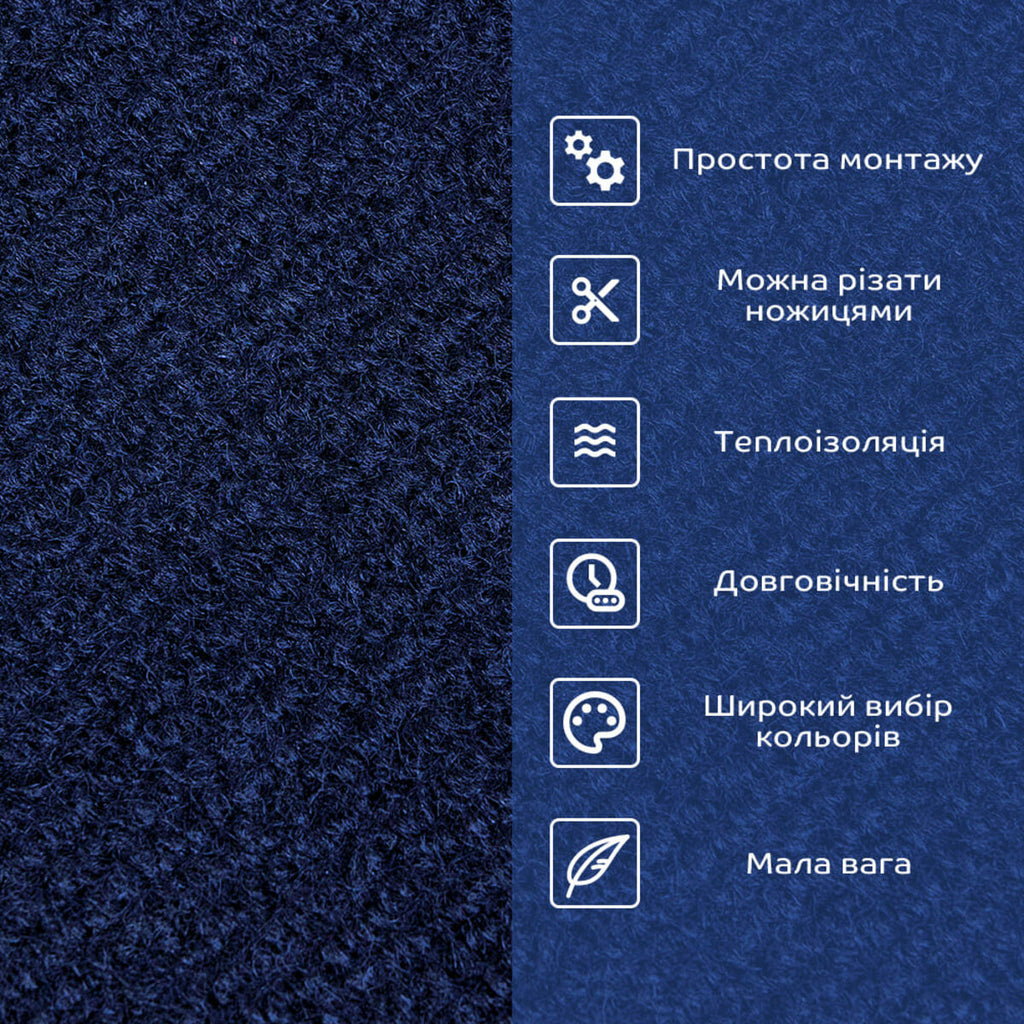 Самоклеюча плитка під ковролін в рулоні синій 600х3000мм SW-00002585