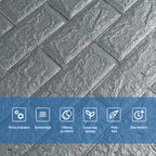 3D панель самоклеюча 700х770х5мм цегла Срібло (017-5) HO-00000038