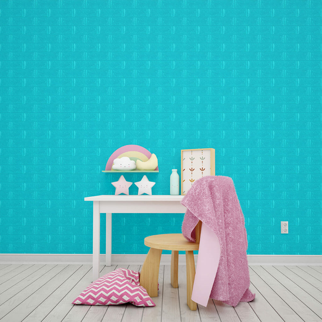 3D панель самоклеюча 700х770х5мм цегла Бірюза (002-5) HO-00000084