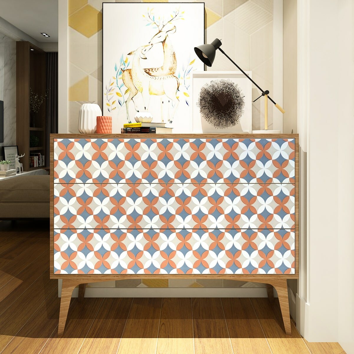 Самоклеюча плівка 0,45х10м х 0,07мм Помаранчові квіти HO-00001220