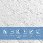 3D панель самоклеюча 700х770х7мм цегла Білий (001-7) SW-00000047