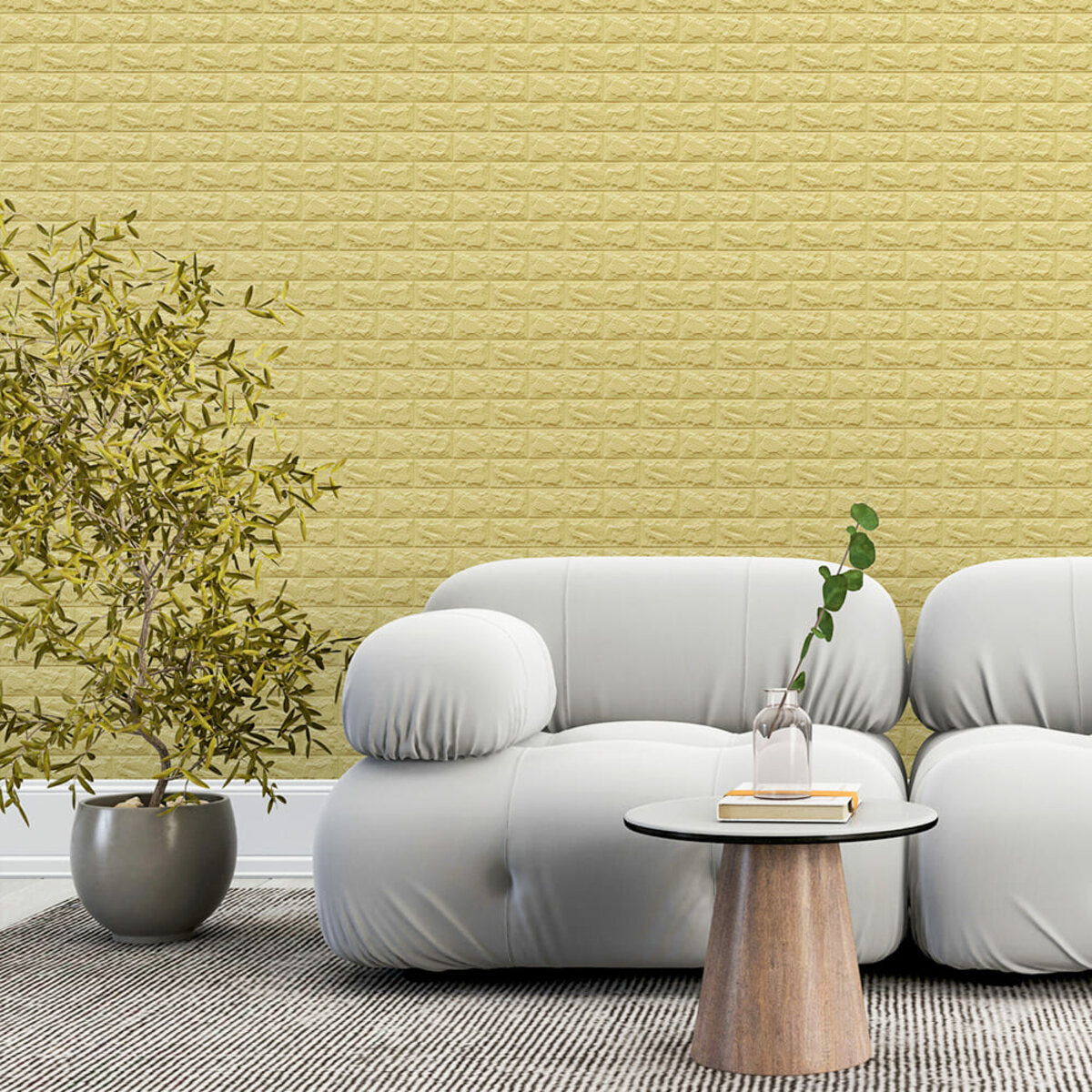 3D панель самоклеюча 700x770x7мм цегла Жовто-пісочна (009-7) HO-00000046