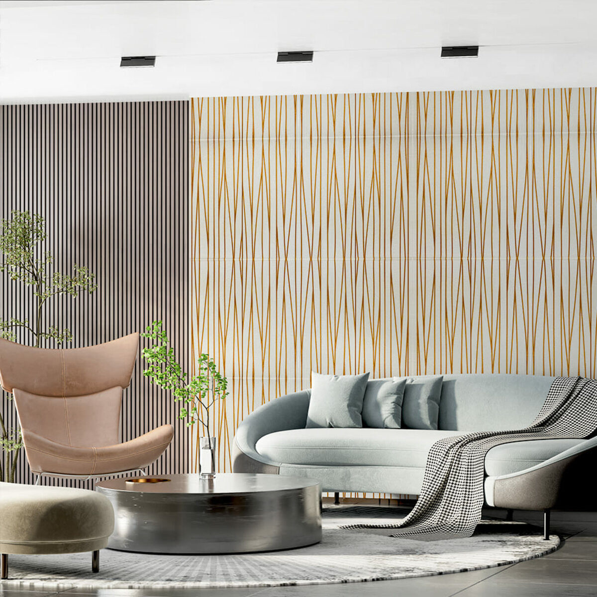 Самоклеюча 3D панель 700х700х5мм Золоті стрічки (440) SW-00001184