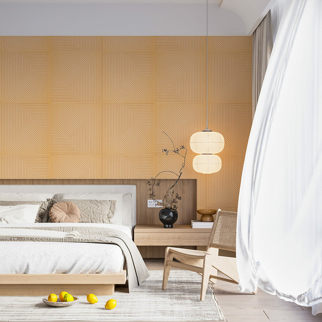 Самоклеюча декоративна 3D панель Бамбук Жовто-пісочний 500х500х5мм HO-00002879