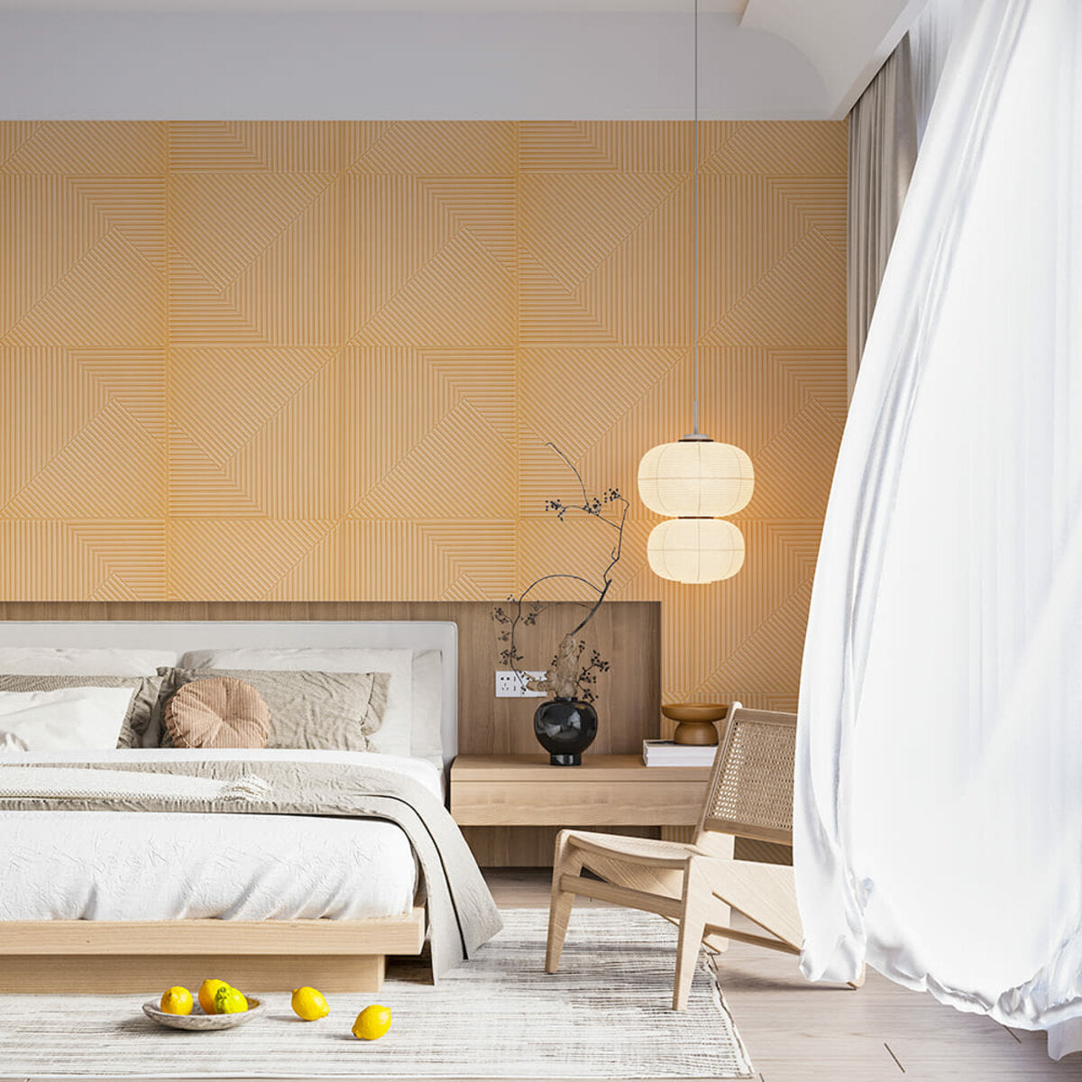 Самоклеюча декоративна 3D панель Бамбук Жовто-пісочний 500х500х5мм HO-00002879