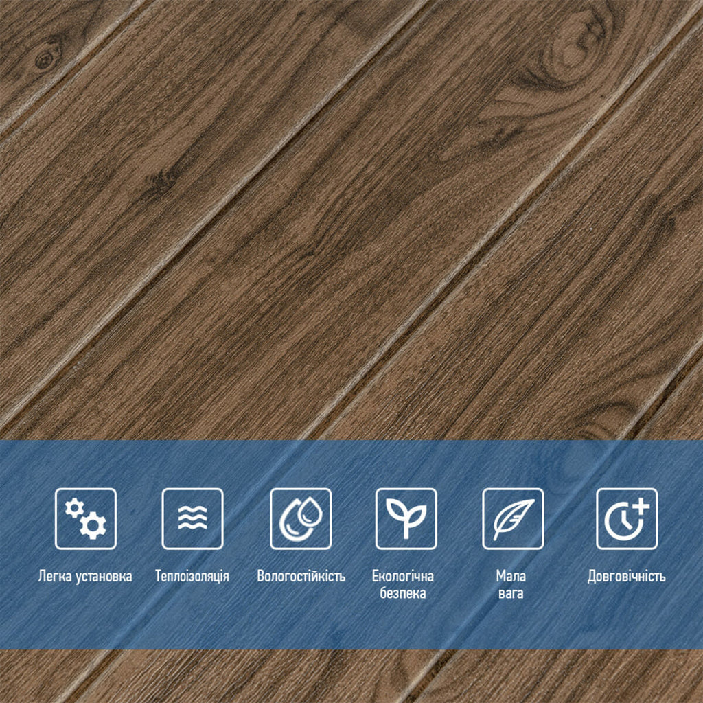 Декоративна 3D панель самоклейка 700х700х5мм Темний дуб (083) HO-00000018