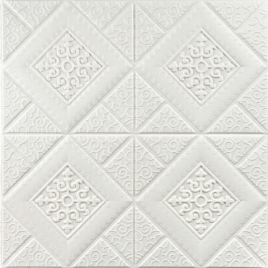 Самоклеюча декоративна настінно-стельова 3D панель вензеля в ромбі 700х700х5мм (374) HO-00000881