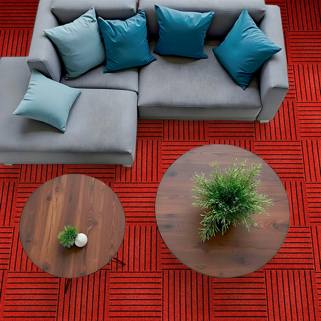 Самоклеюча плитка під ковролін бургунді 300х300х4,5мм SW-00002486