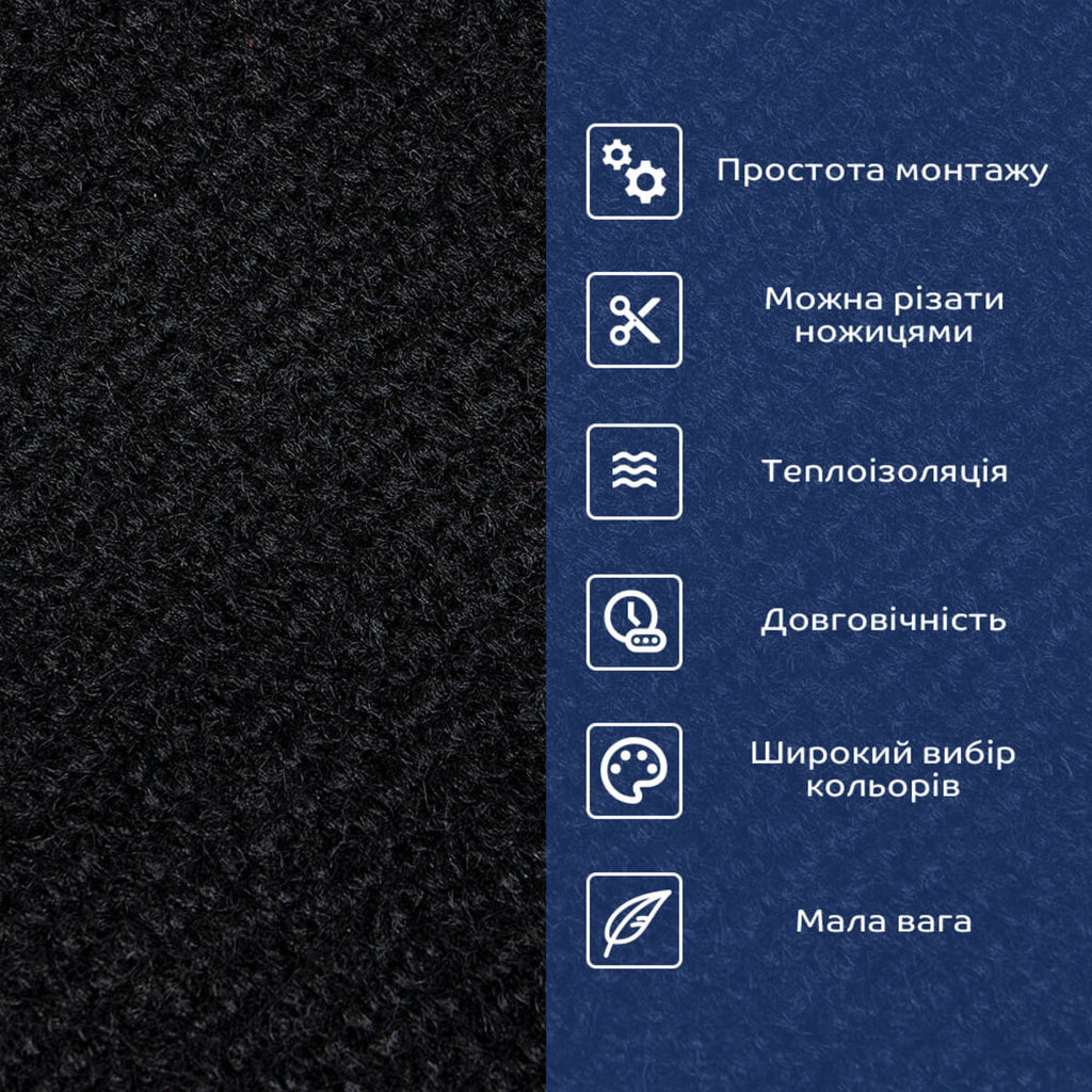 Самоклеюча плитка під ковролін в рулоні чорний 600х3000мм SW-00002588