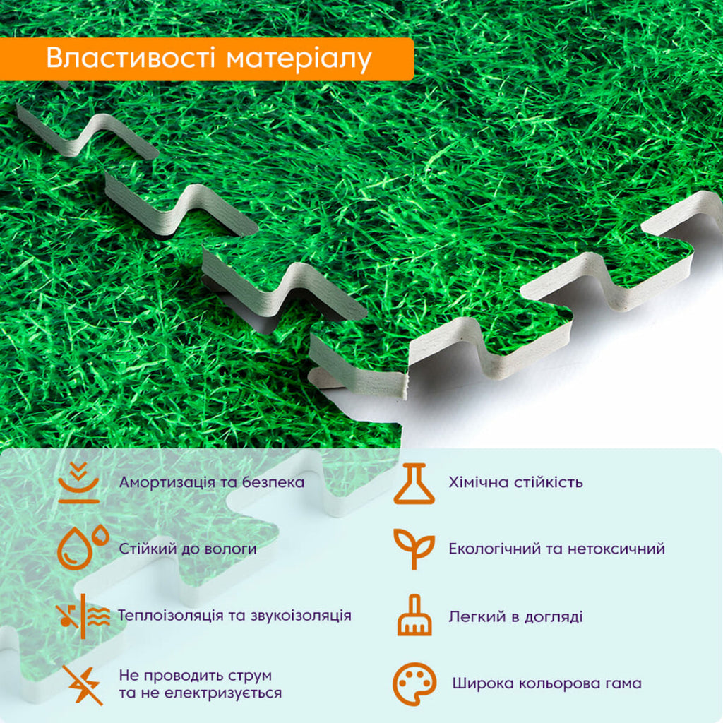 Підлога пазл - модульне підлогове покриття 600x600x10мм Зелена трава (МР4) SW-00000153