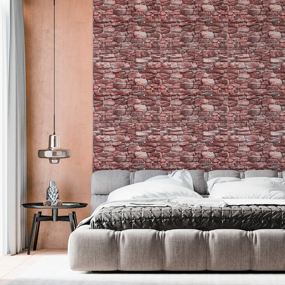 Самоклеюча декоративна 3D панелі 700х770х5мм Матовий камінь (060M) HO-00000635