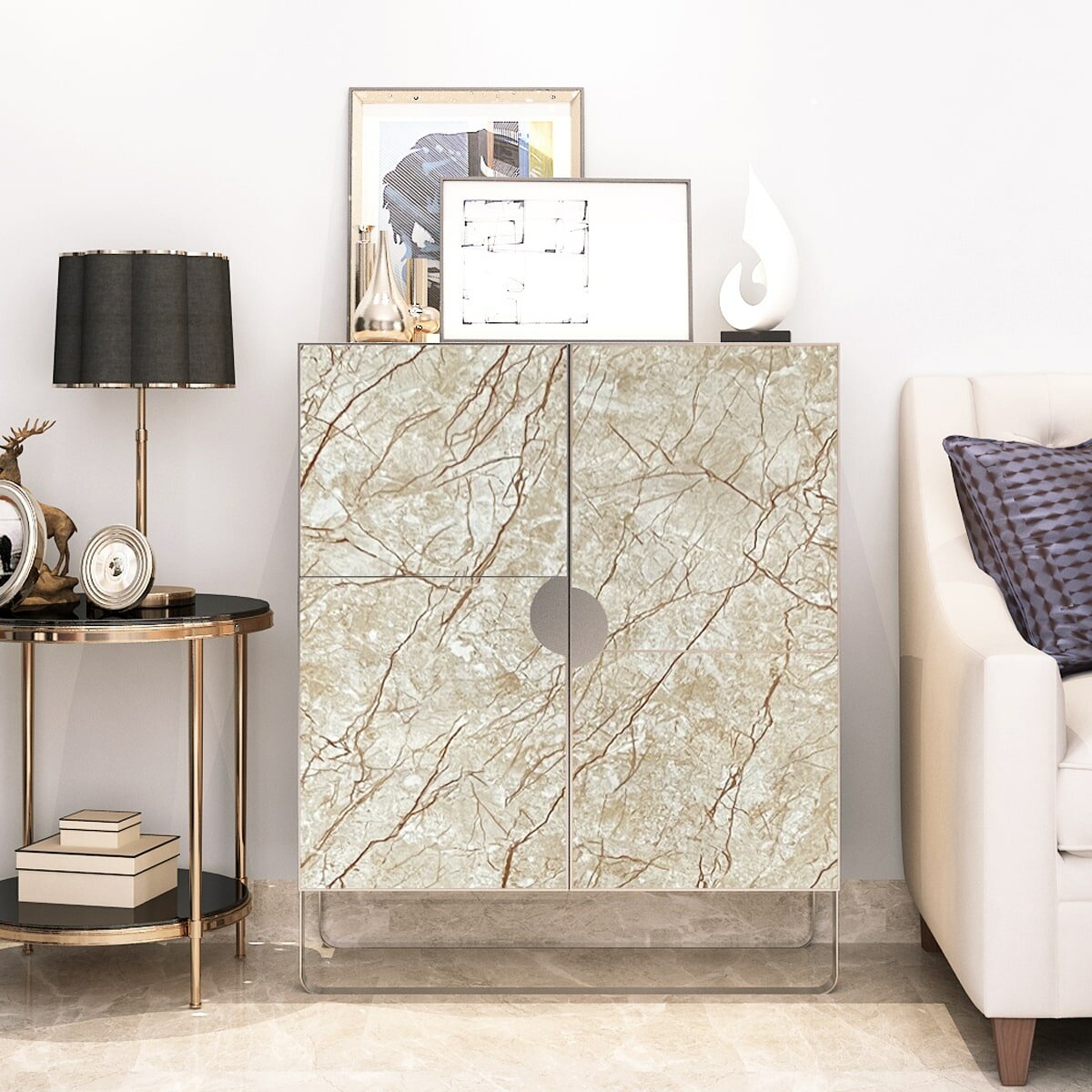 Самоклеюча плівка 0,45х10м х 0,07мм Бежевий мармур класичний HO-00001277