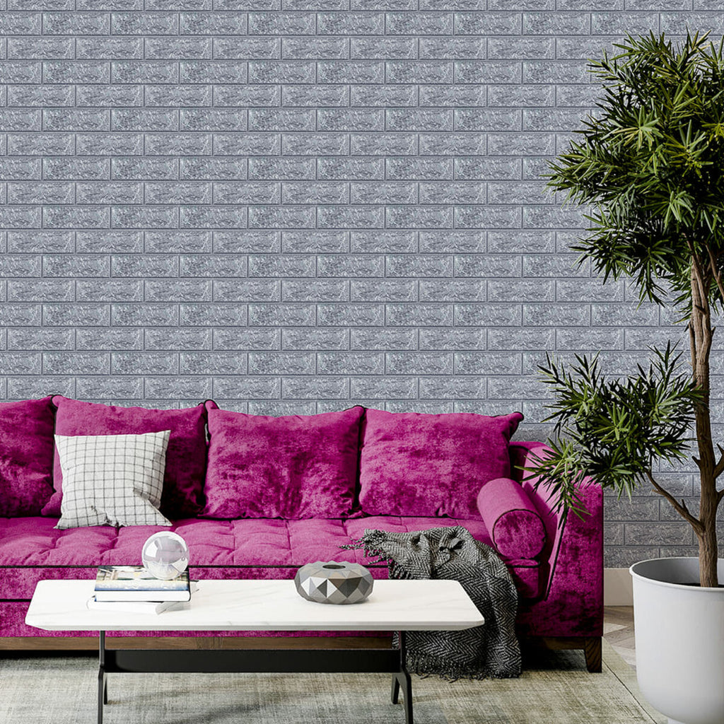 3D панель самоклеюча 700х770х3мм цегла Срібло (017-3) HO-00000230