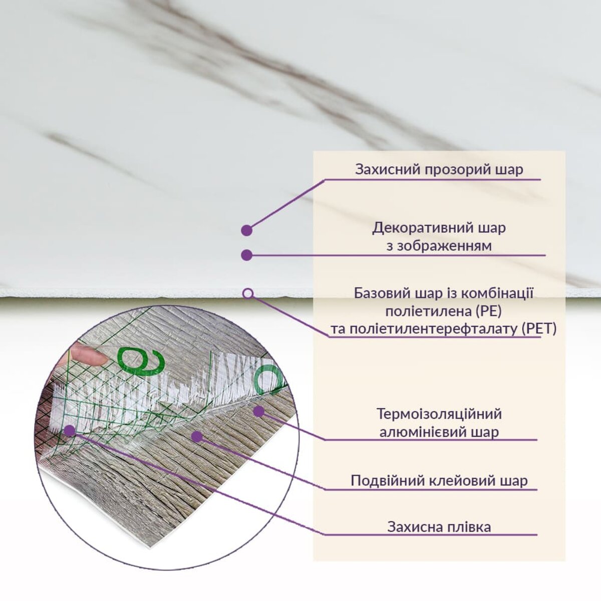 Самоклеюча стінова PET плитка у рулоні 600х3000х2мм SW-00001691