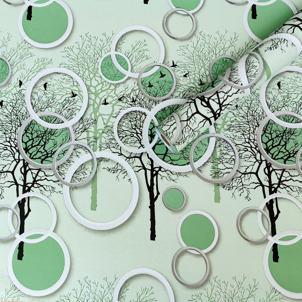 Плівка самоклеюча на паперовій основі 0,45х10м х 0,07мм Чорні та зелені дерева SW-00002440