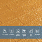 3D панель самоклеюча 700х770х3мм цегла Золота (011-3) SW-00000676