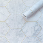 Самоклеюча плівка 0,45х10м х 0,07мм Малахітовий мармур золоті соти HO-00001214