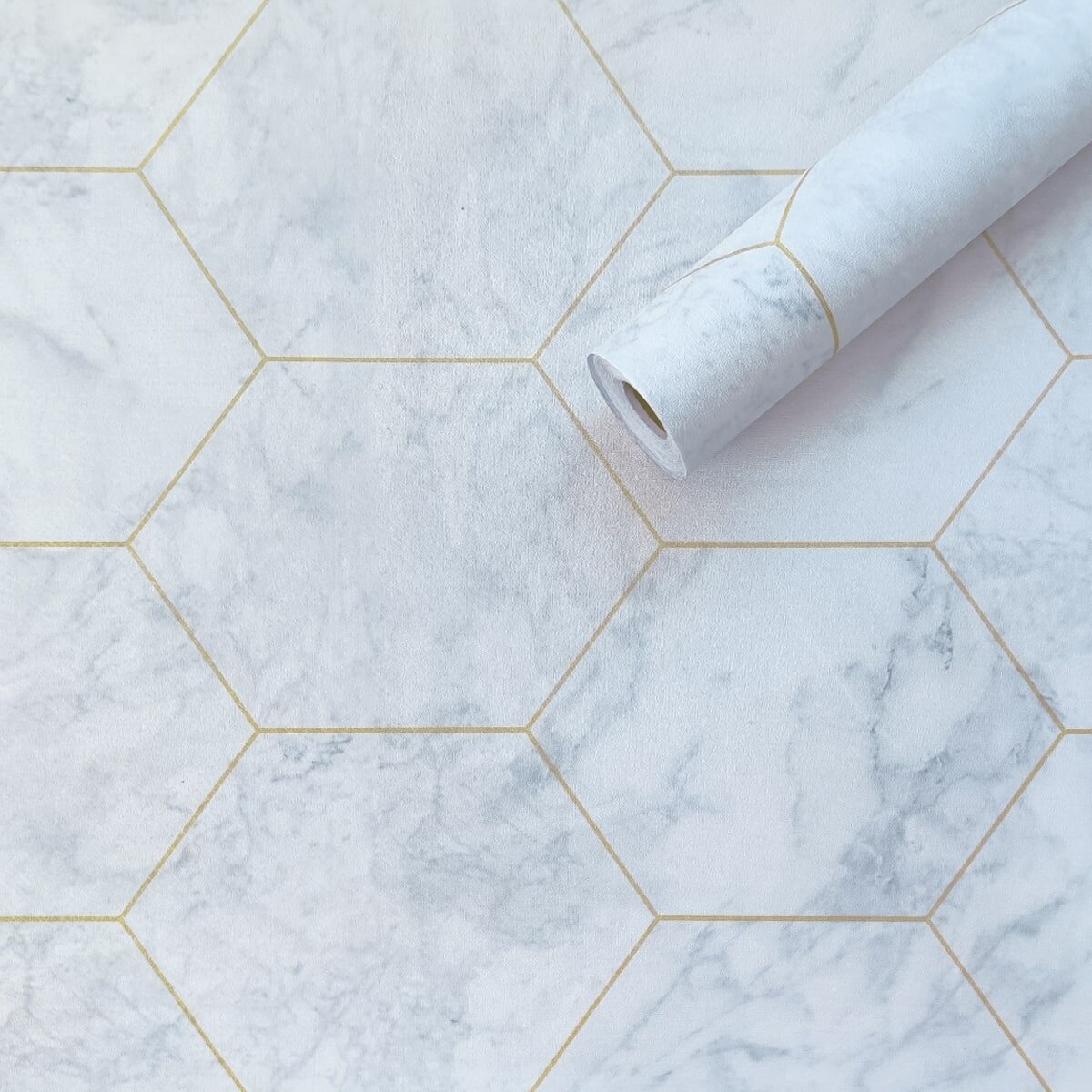 Самоклеюча плівка 0,45х10м х 0,07мм Малахітовий мармур золоті соти HO-00001214