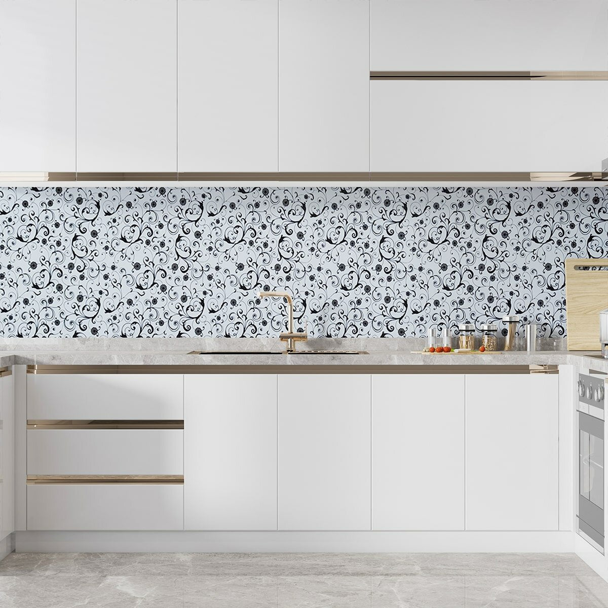 Самоклеюча плівка 0,45х10м х 0,07мм Білі вензелі (10175) SW-00000828