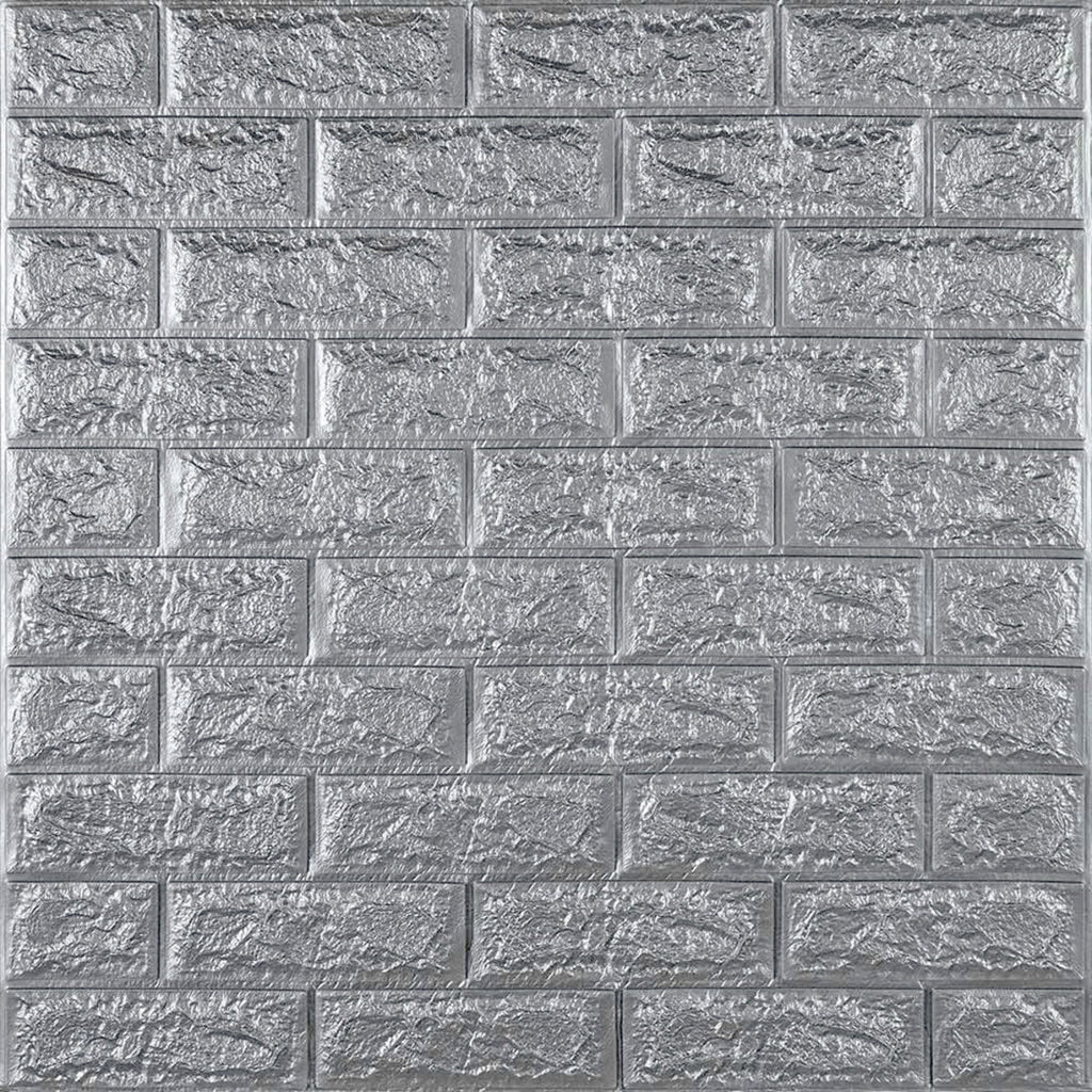 3D панель самоклеюча 700х770х7мм цегла Срібло (017-7) SW-00000059