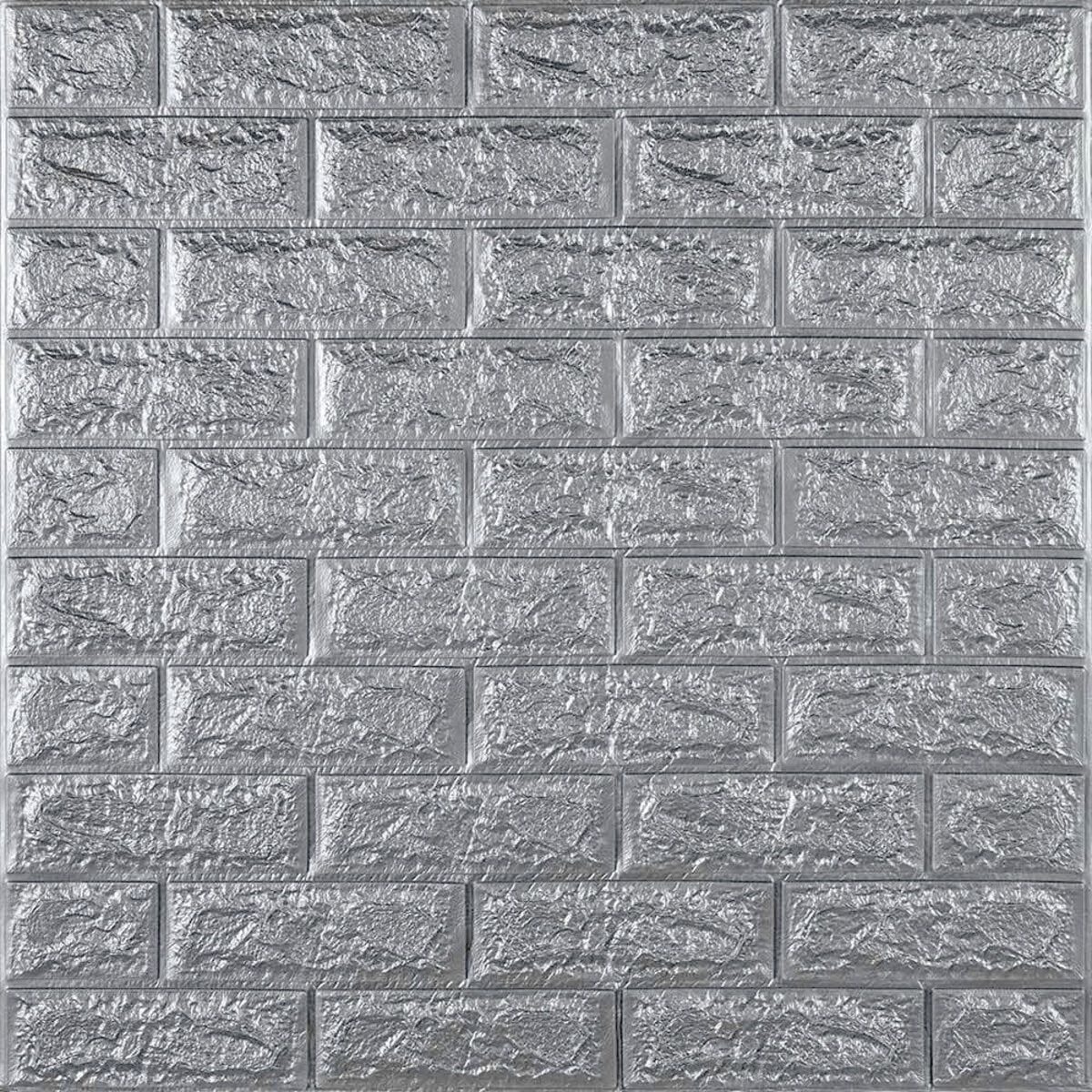 3D панель самоклеюча 700х770х7мм цегла Срібло (017-7) HO-00000059