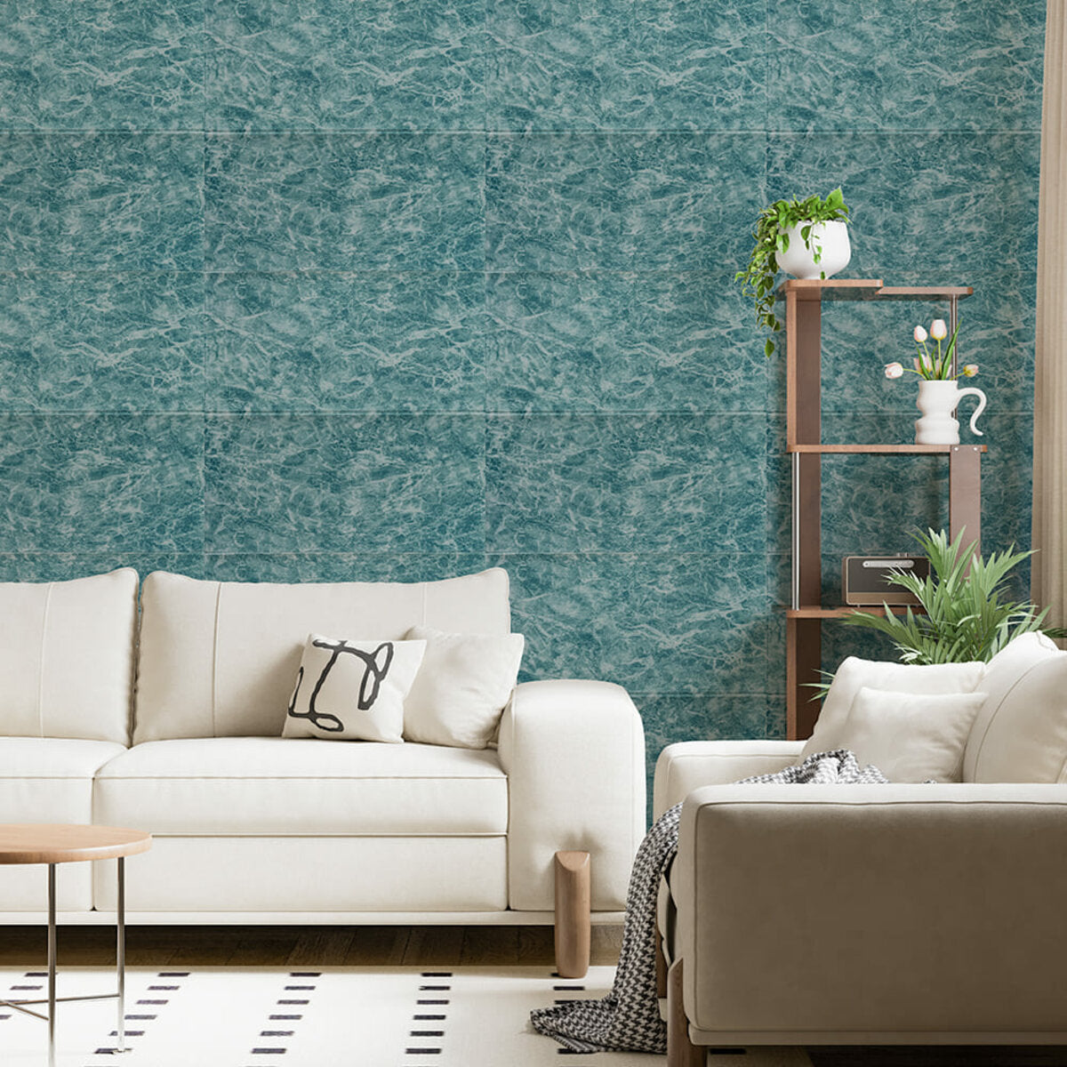 Декоративна 3D панель самоклейка 700х700х4мм Морська мармурова плитка (362) HO-00000530