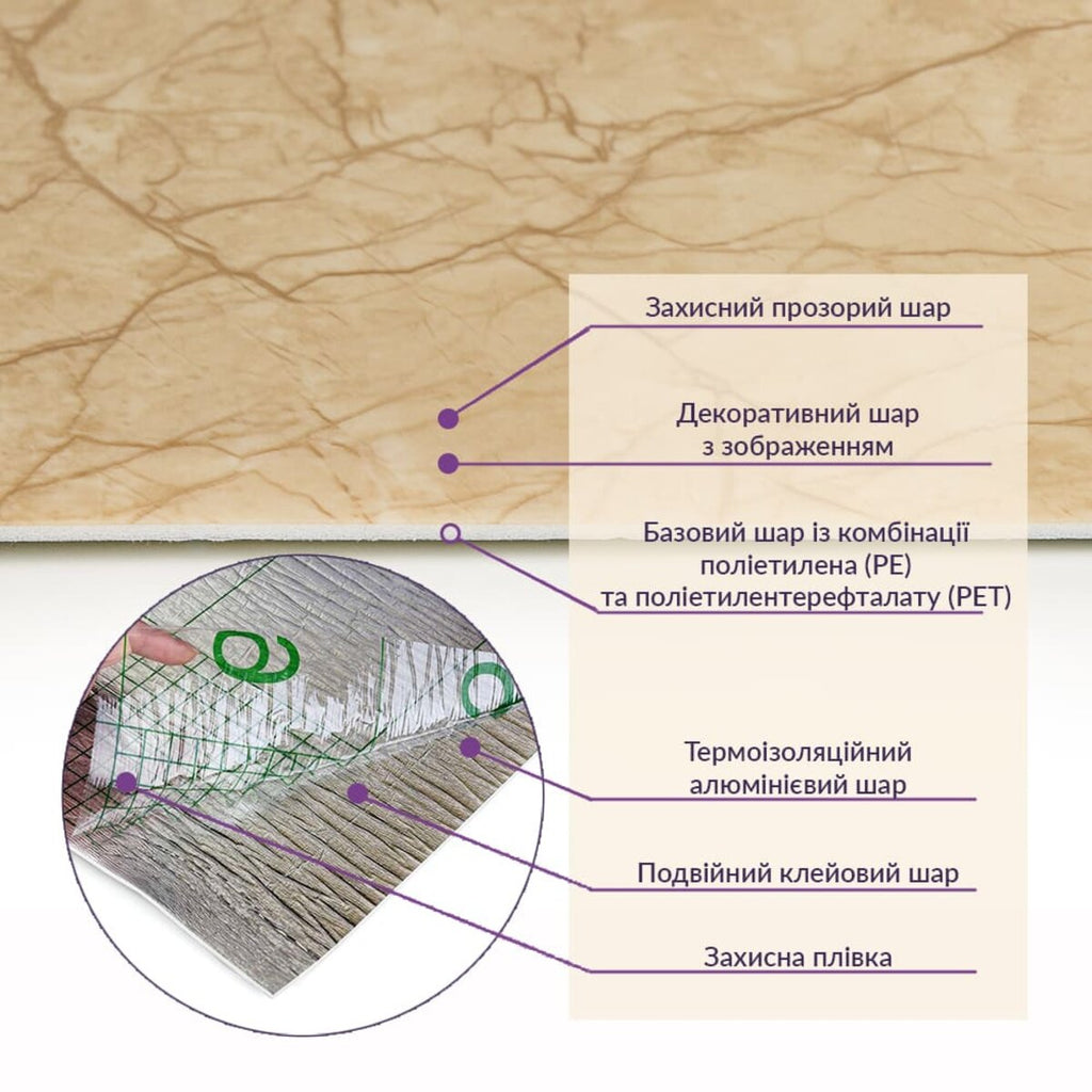 Самоклеюча стінова PET плитка у рулоні 600х3000х2мм SW-00001692
