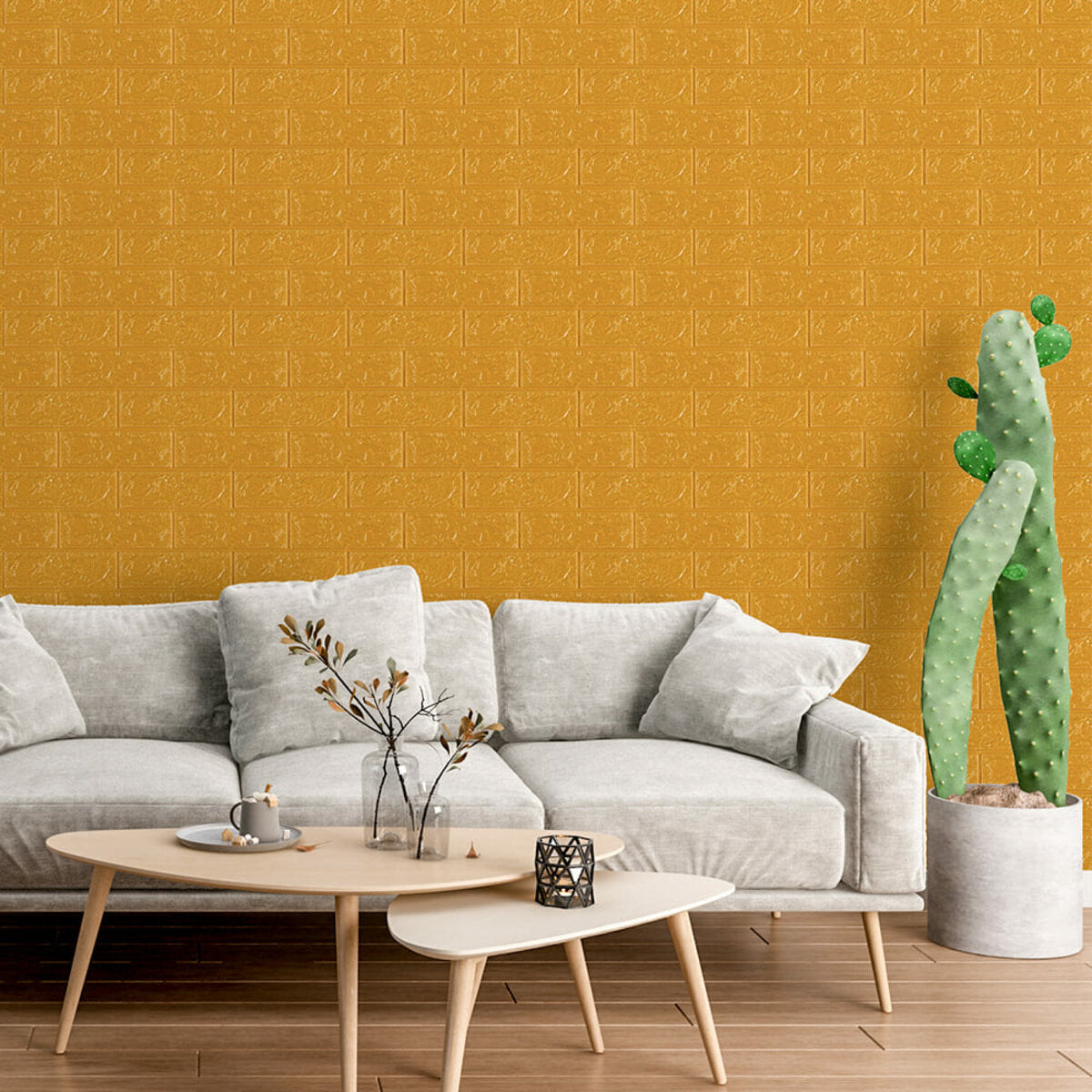 3D панель самоклеюча 700х770х3мм цегла Золота (011-3) HO-00000676