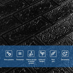 3D панель самоклеюча 700х770х5мм цегла Чорний (019-5) SW-00000151