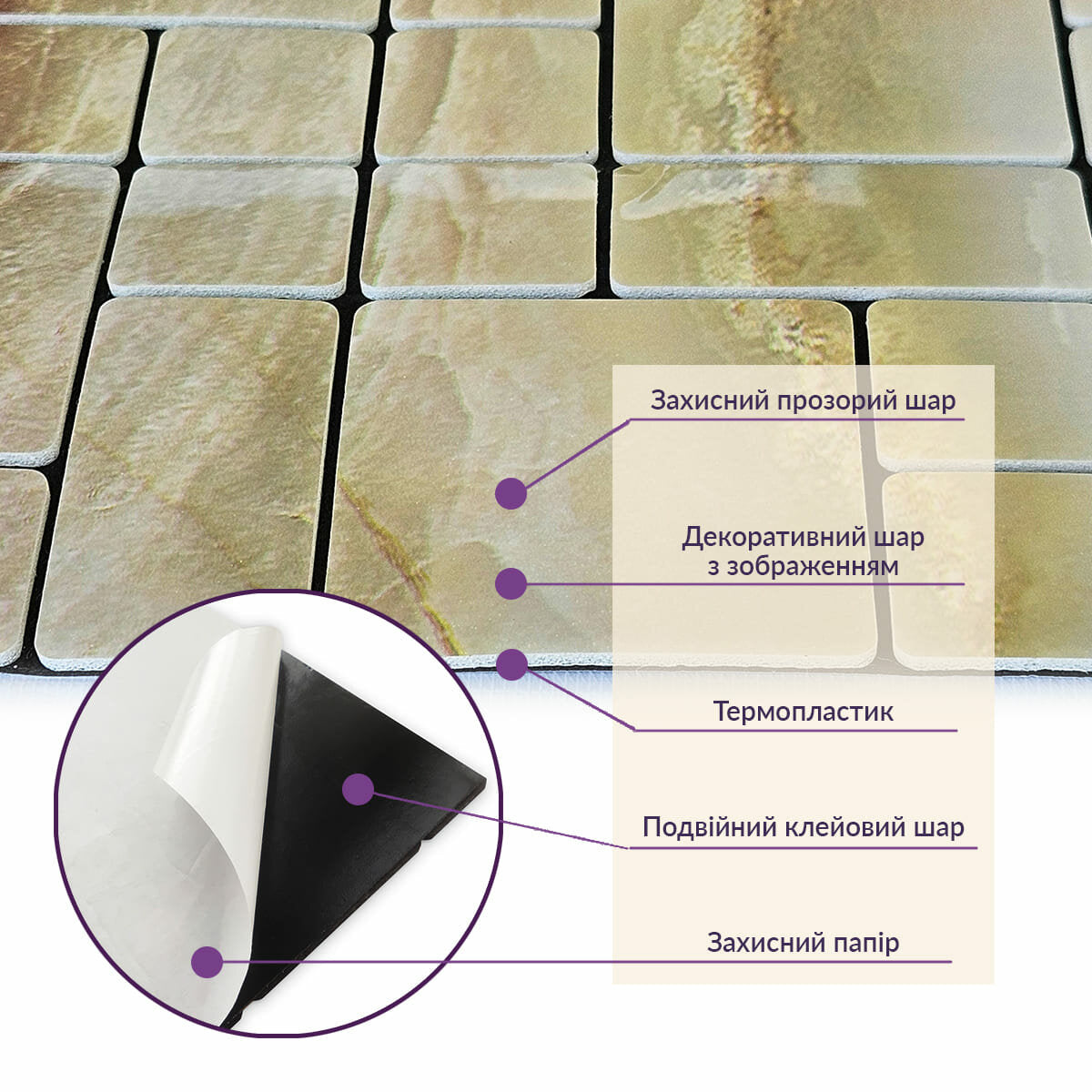 Самоклеюча PET мозаїка 300х300х4мм SW-00002442