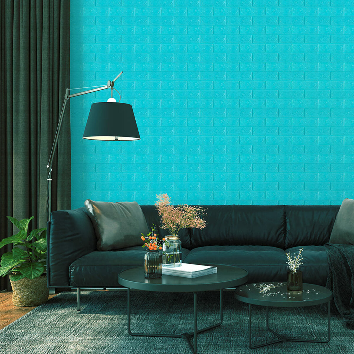 3D панель самоклеюча 700х770х3мм цегла Бірюза (002-3) SW-00000573