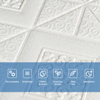 Самоклеюча декоративна настінно-стельова 3D панель вензеля в ромбі 700х700х5мм (374) HO-00000881