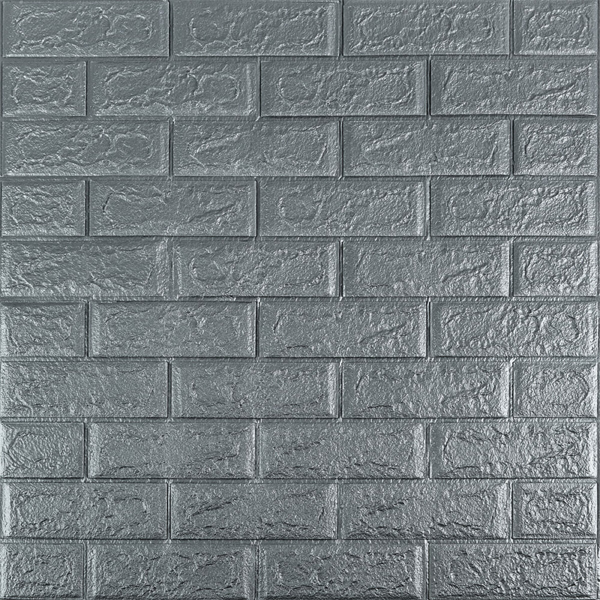 3D панель самоклеюча 700х770х5мм цегла Срібло (017-5) HO-00000038