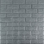 3D панель самоклеюча 700х770х5мм цегла Срібло (017-5) SW-00000038