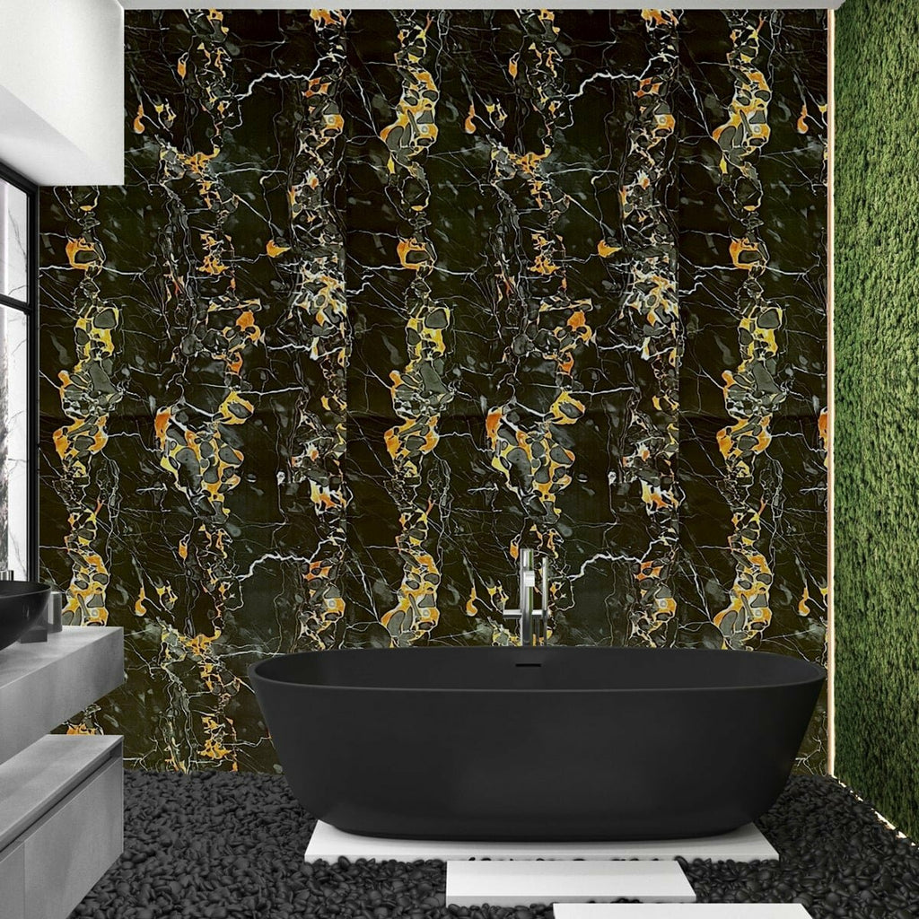 Самоклеюча плівка 0,45х10м х 0,07мм Чорний мармур з жовтим HO-00001282