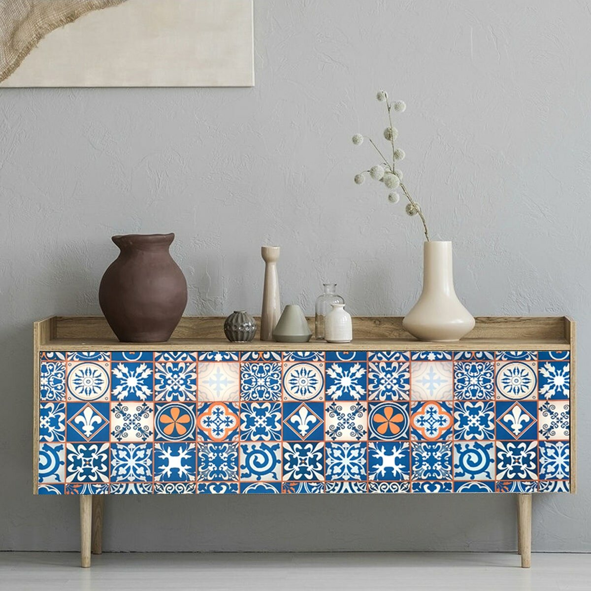 Самоклеюча плівка на паперовій основі 0,45х10м х 0,07мм Вінтажна синя мозаїка HO-00000787