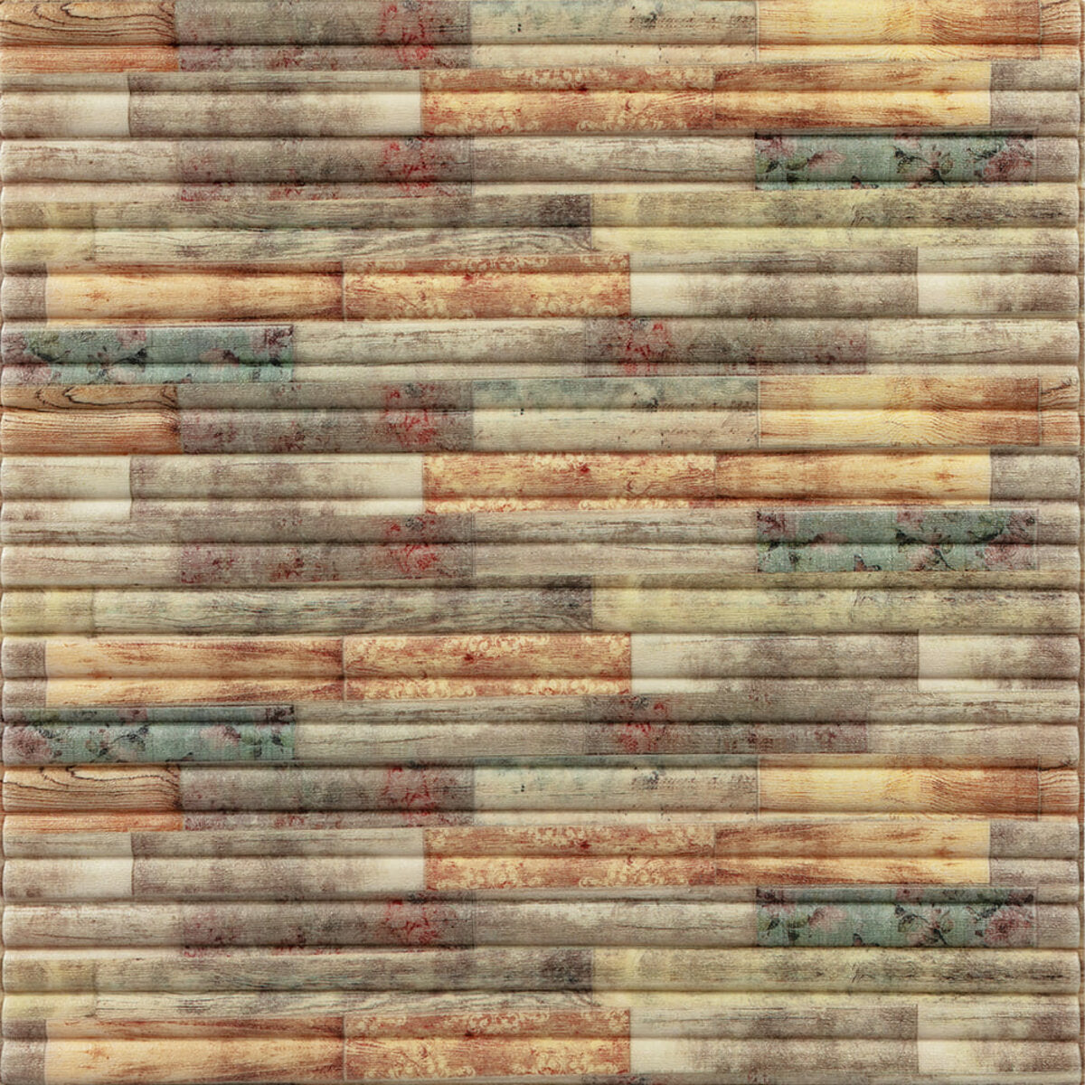 Самоклеюча декоративна 3D панель 700x700x8.5мм Мікс бамбук Кольоровий (073) HO-00000090