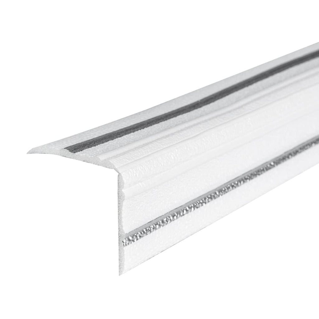 Плінтус РР самоклеючий 2300х140х4мм Білий з сірою смужкою (D) HO-00001809